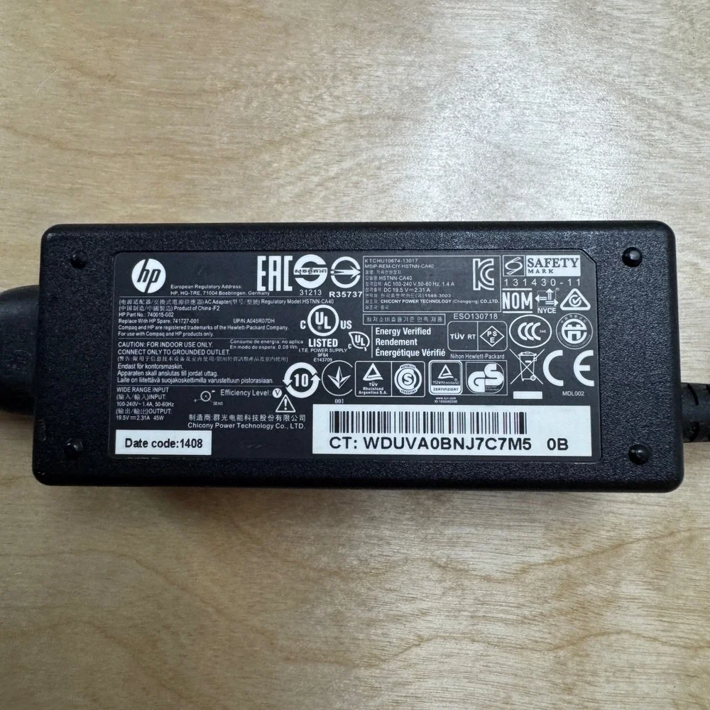 HP 45W AC Adapter Laptop Charger 19.5V 2.31A Blue Tip 741727-001 HSTNN-CA40